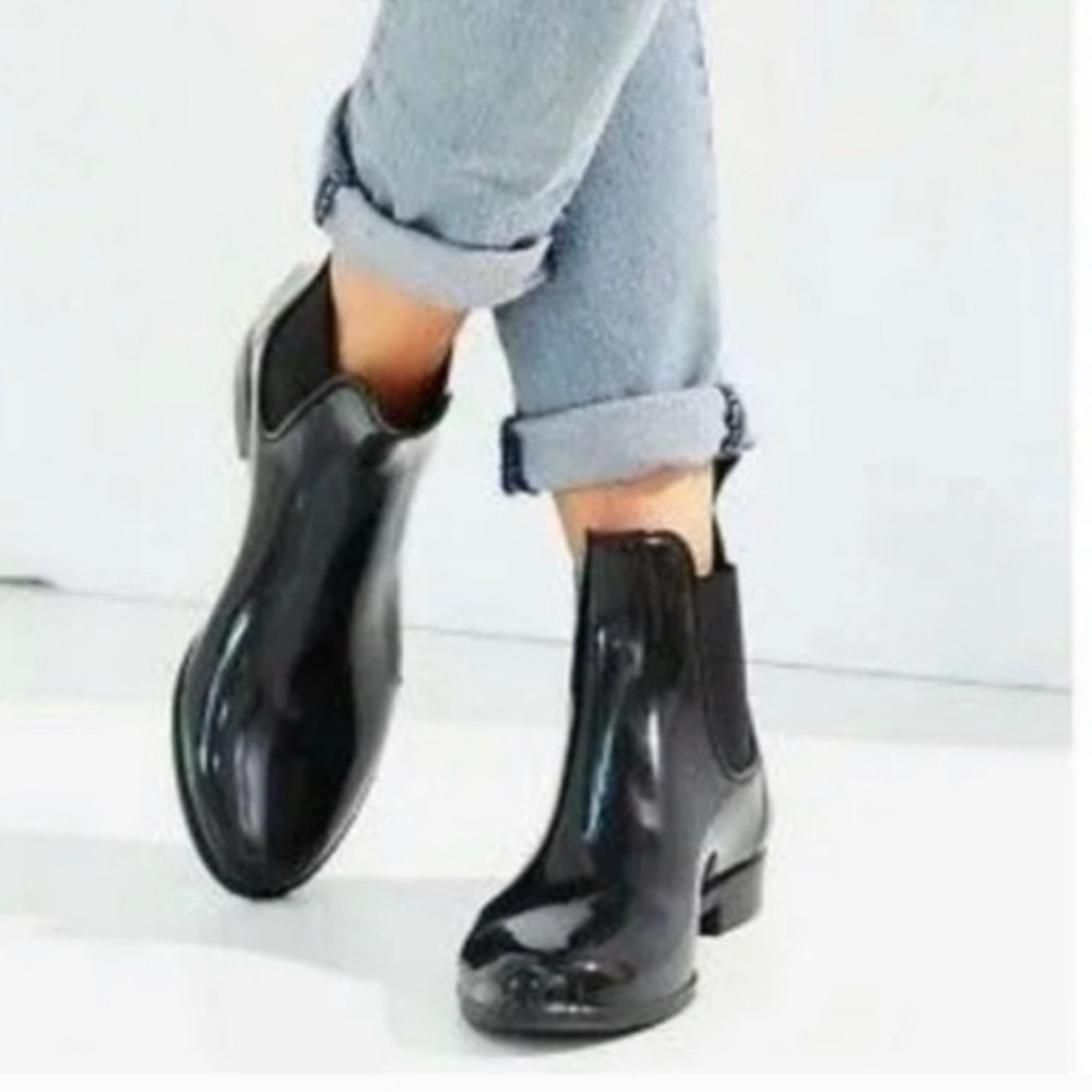 Sam Edelman Tinsley Chelsea Ankle Rain Boot PVC Shiny Black Women’s Size 7